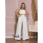 SUSEK MODAS Conjunto Alfaiataria Calça e Cropped 6417 Estilo Elegante