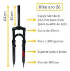 Suspensão Bike Aro 26 Garfo Mtb Rosca 21,1mm + Caixa Direção Amortecedor - Veloforce