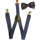 Suspensório Masculino e Gravata Borboleta Juvenil Azul Marin