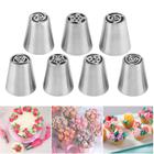 Suuker Russian Piping Tips Set, cupcake de aço inoxidável em forma de flor em forma de kit de bico de glacê, gadgets de cozinha para pastelaria cupcakes bolos biscoitos decoração (7Pcs)