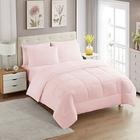 Sweet Home Collection 7 Peças Edredom Set Bag Solid Color All Season Soft Down Alternative Blanket & Luxurious Microfiber Bed Sheets, Rosa Pálido, Cheio