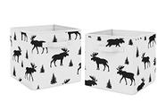 Sweet Jojo Designs Black and White Woodland Moose Organizer Caixas de Armazenamento para Coleção de Patches Rústicos - Conjunto de 2
