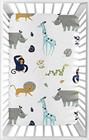 Sweet Jojo Designs Turquiose e Navy Blue Safari Animal Baby Boy ou Girl Unisex Fitted Mini Portable Crib Sheet for Mod Jungle Collection - para Mini Berço ou Pack and Play ONLY
