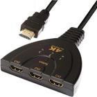 Switch Hdmi 3 Em 1 4K/2K 3D 3 Aparelhos Para 1 TV Com Botão