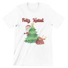 T-shirt Camiseta Infantil Feliz Natal Papai Noel Branca