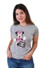 T-Shirt Feminina com Bolsa de brilho Cinza