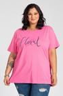 T-shirt Feminina Plus Size Malha algodão Estampada "Floral" - Serena