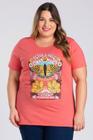 T-shirt Feminina Plus Size Malha Algodão Estampada "PEACE & LOVE" - Serena
