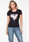 T-shirt Guess Triangulo Flores Hotfix Preto