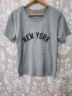 T-shirt New York manga curta cinza surto clothing feminina tam M