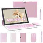 Tablet 2 em 1 ZZB Android 14 de 10 polegadas 8GB+64GB com teclado rosa