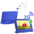 Tablet 32gb Celular 3G +Capa infantil emborrachada Azul+ Fone de ouvido