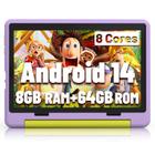 Tablet infantil Jeazans atualizou o Android 14 de 10 polegadas e 64 GB roxo