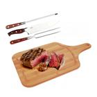 Tabua de Carne 50 Cm X 30 Cm + Conjunto Churrasco 3 Pecas Mor