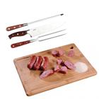 Tabua de Carne Corte 35 X 25 Cm + Conjunto Churrasco 3 Pecas Mor