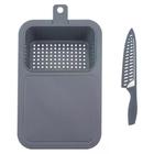 Tabua Easy para corte e escorredor em plastico com faca L42,7xP27,7xA0,7cm cor cinza - Dynasty