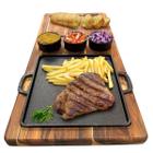 Tábua Para Churrasco E Porção 55x28 Com Chapa E Molheiras - Brasa Store