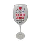 Taça Frase Casal Bebe Junto Amor Personalizada Vinho 490Ml - Meta Atacado