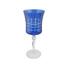 Taça para água lapidada em cristal ecológico Bohemia Grace 300ml azul