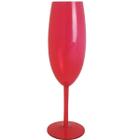 Taça Para Espumante Champagne 280ml Poliestireno Vermelho Translúcido Ou