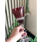 Taça para vinho tinto lapidada em cristal ecológico 250ml A22cm cor vermelha