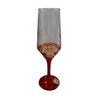 Taça Pomba Gira Leque Rosa Vermelha Champagne Vidro 186Ml - Meta Atacado