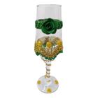 Taça Vidro Cigana Esmeralda Verde e Dourado Altar 186 ml - Meta Atacado