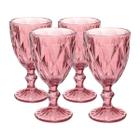 Taças Diamante Copos Vidro Lilás Bico De Jaca 300ml - 4 UN