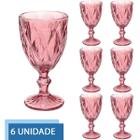 Taças Diamante Copos Vidro Lilás Bico De Jaca 300ml - 6Un