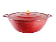 Tacho Restaurante Alça de Alumínio Fundido Craqueado Vermelho 40cm