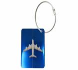 Tag Identificador de Mala de Viagem com Cartão em Alumínio e Laço em Aço Inoxidável - Azul