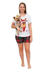 Tal Mãe Tal Pet Pijama Feminino Curto e Roupa Pet Natal Rena