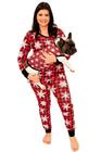 Tal Mãe Tal Pet Pijama Feminino Longo e Roupa Pet Natal Flocos de Neve