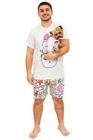 Tal Pai Tal Pet Pijama Masculino Curto e Roupa Pet Natal Boneco de Neve