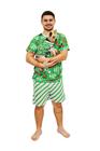 Tal Pai Tal Pet Pijama Masculino Curto e Roupa Pet Natal HoHo Green