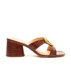 Tamanco Croco Marrom Salto Bloco MÉdio Cecconello 2542003-1