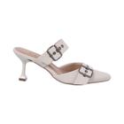 Tamanco Feminino Mule Bico Fino Salto Baixo Fivela Luxo Moda