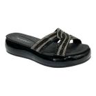 Tamanco Piccadilly Strass Plataforma 459008 Preto Verniz