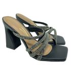 Tamanco Vizzano Tiras Strass Salto Alto Feminino - Preto