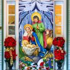 Tampa de porta de Natal Holy Nativity Manger Scene 90x180cm