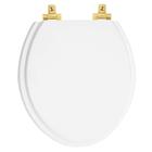 Tampa de Vaso MDF Com Amortecedor Oval Branco para Todas as Marcas com Ferragem Dourada