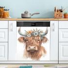 Tampa magnética para lava-louças QUGRL Cute Highland Cow 58,42x66,04c