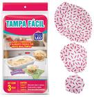 Tampa Para Alimentos Facil Lavavel De Plastico Kit Com 3 Und