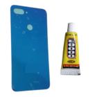 Tampa Traseira Para Mi 8 Lite Azul De Vidro + Cola 3ml