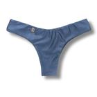 Tanga Isa Acquamarine Biquíni Liso Semi Fio Ripple Levanta Bumbum Dupla Face Azul Marinho Reversível Tecido Texturizado Semibrilho