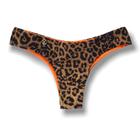 Tanga Isa Animal Print Biquíni Estampado Tanga Semi Fio Ripple Levanta Bumbum Dupla Face Laranja Reversível Oncinha