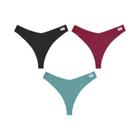 Tangas De Algodão Femininas 3 Peças Confortáveis Cintura Baixa Waffle G-string T-back Bikini Cuecas