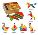 Tangram Brinquedos Educativos Pedagógico Madeira 70 Peças