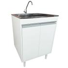 Tanque De Inox 46L Com Torneira De Bancada Gabinete MDF 60cm