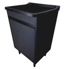 Tanque de Lavanderia Plástico 34L Com Gabinete MDF Preto 53cm - EJV Shoop